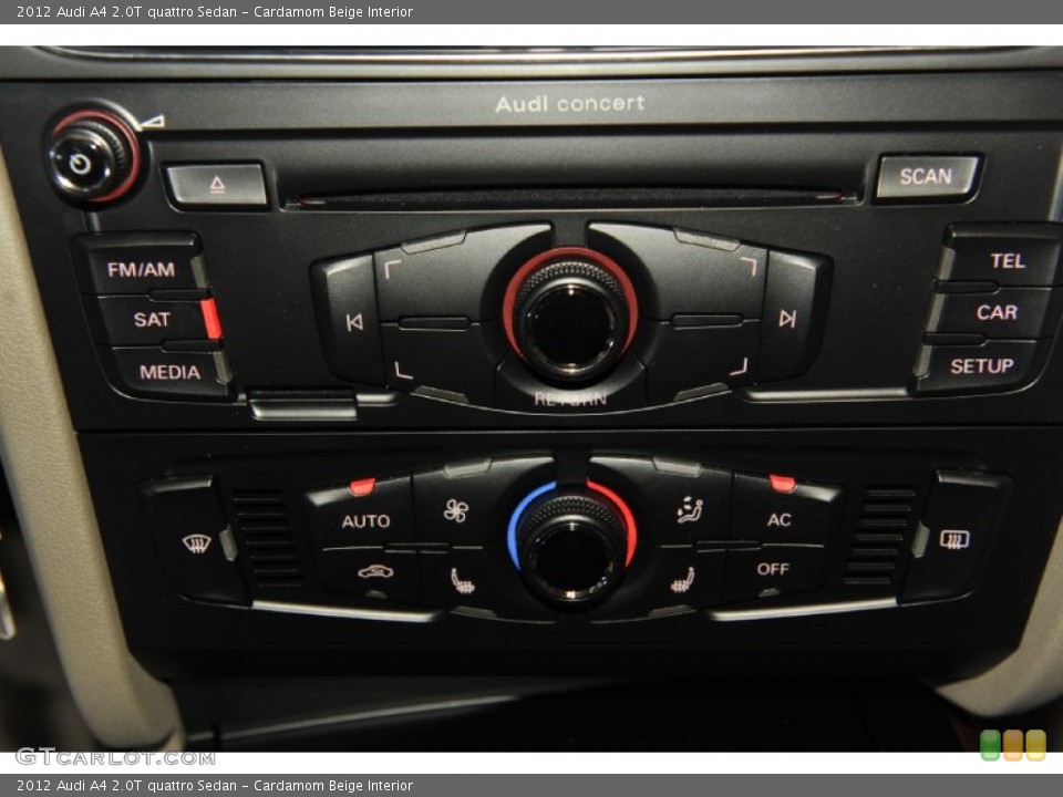 Cardamom Beige Interior Controls for the 2012 Audi A4 2.0T quattro Sedan #56654220