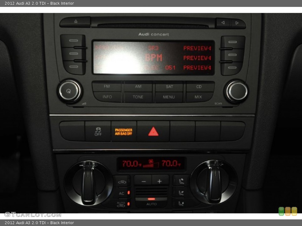 Black Interior Controls for the 2012 Audi A3 2.0 TDI #56655942