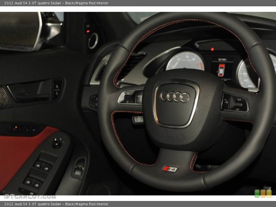 Black/Magma Red Interior Steering Wheel for the 2012 Audi S4 3.0T quattro Sedan #56656341