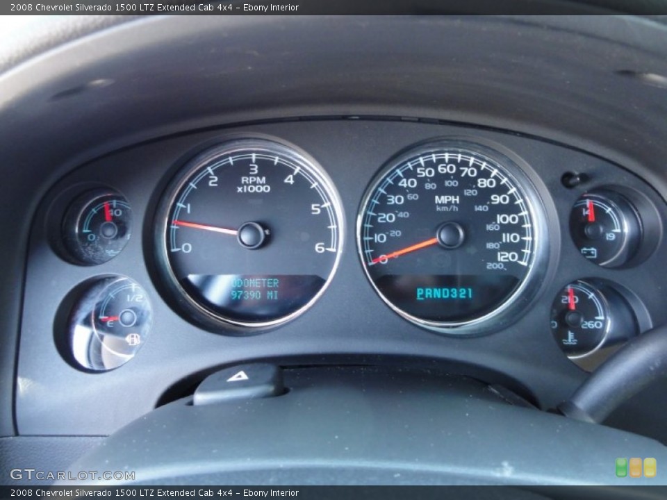 Ebony Interior Gauges for the 2008 Chevrolet Silverado 1500 LTZ Extended Cab 4x4 #56688332