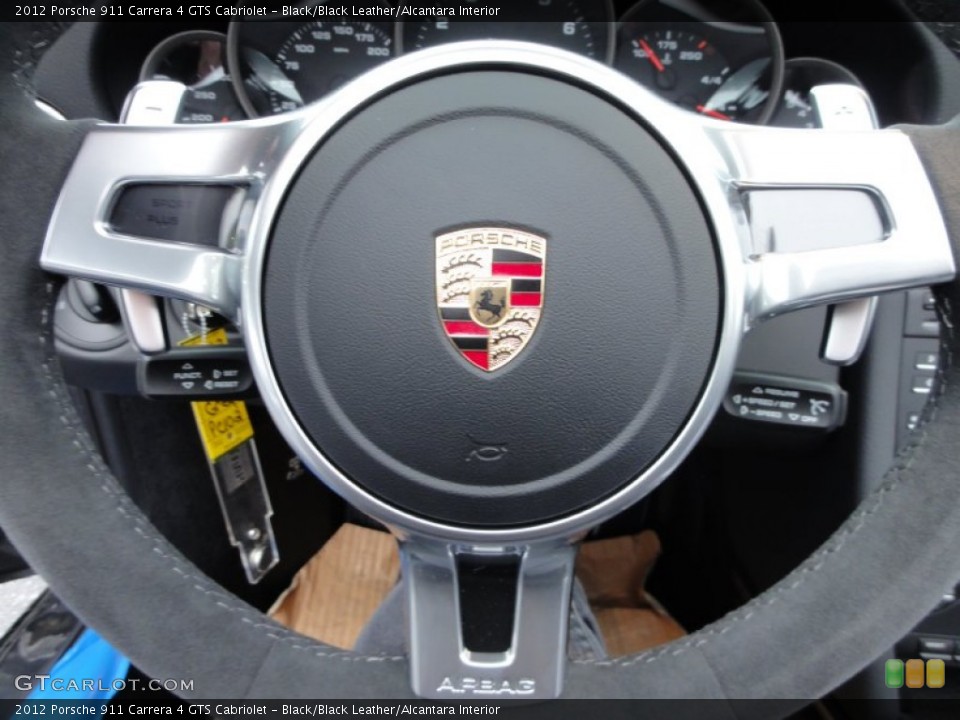Black/Black Leather/Alcantara Interior Steering Wheel for the 2012 Porsche 911 Carrera 4 GTS Cabriolet #56690277