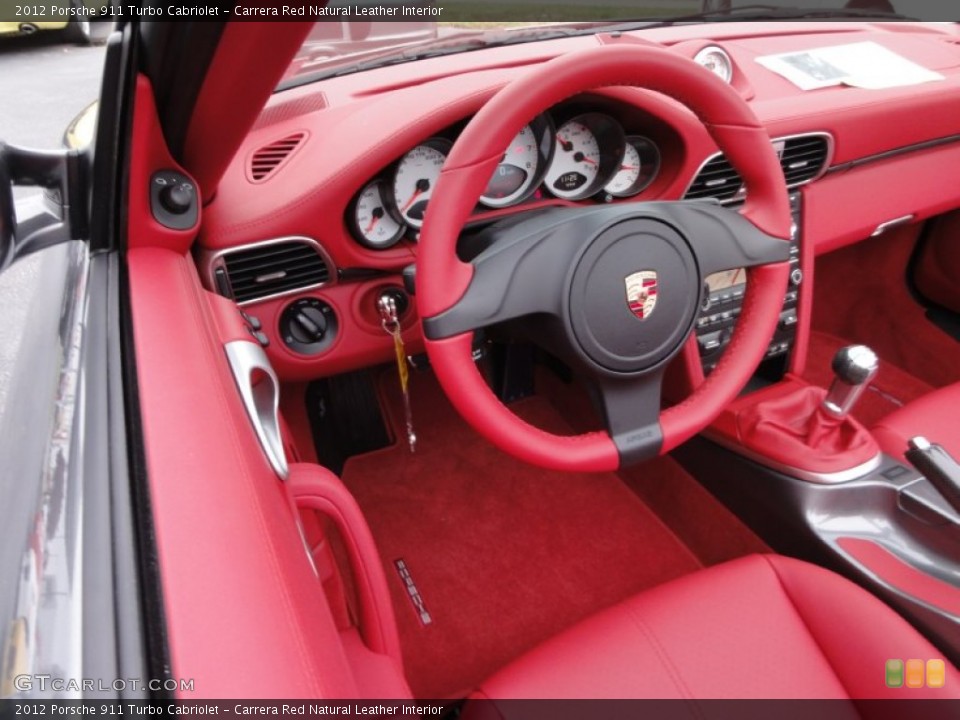 Carrera Red Natural Leather Interior Photo for the 2012 Porsche 911 Turbo Cabriolet #56690374