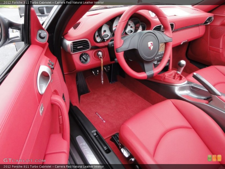 Carrera Red Natural Leather Interior Photo for the 2012 Porsche 911 Turbo Cabriolet #56690380