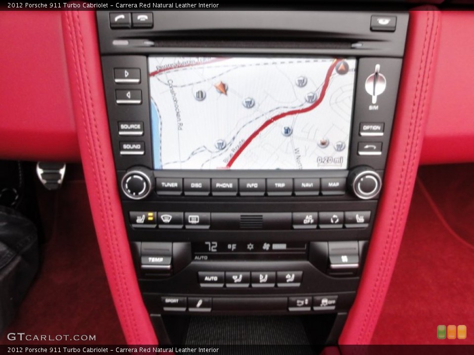 Carrera Red Natural Leather Interior Navigation for the 2012 Porsche 911 Turbo Cabriolet #56690488