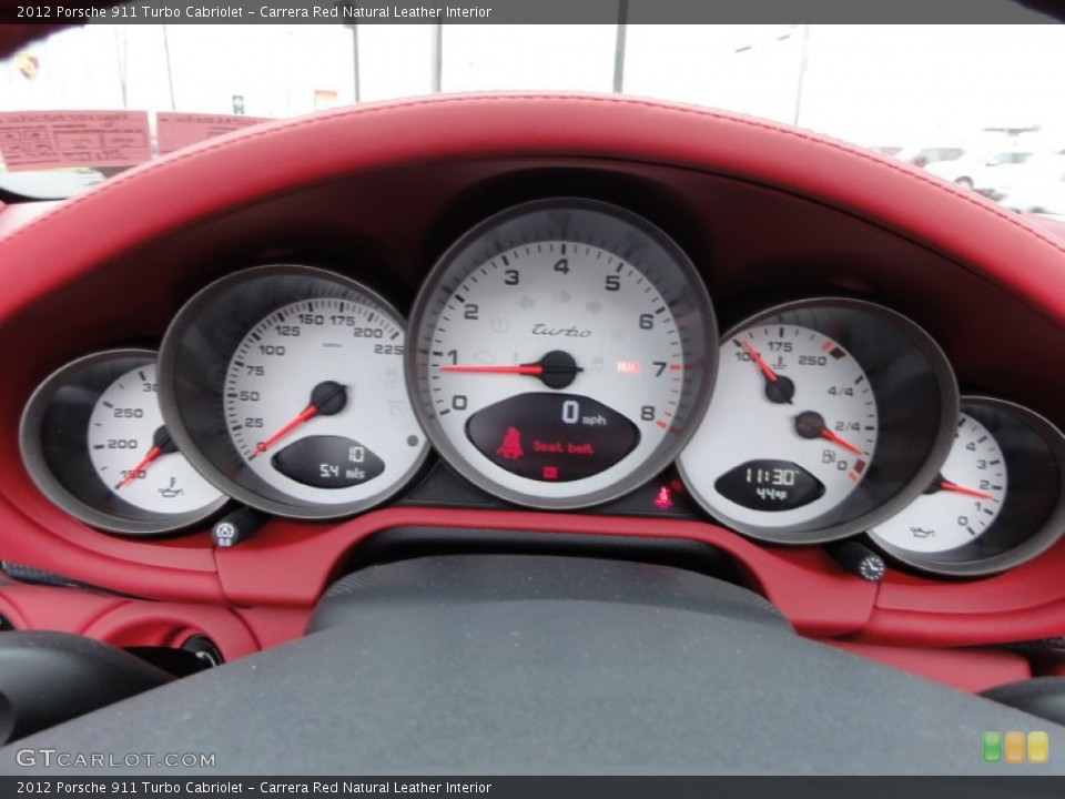 Carrera Red Natural Leather Interior Gauges for the 2012 Porsche 911 Turbo Cabriolet #56690500