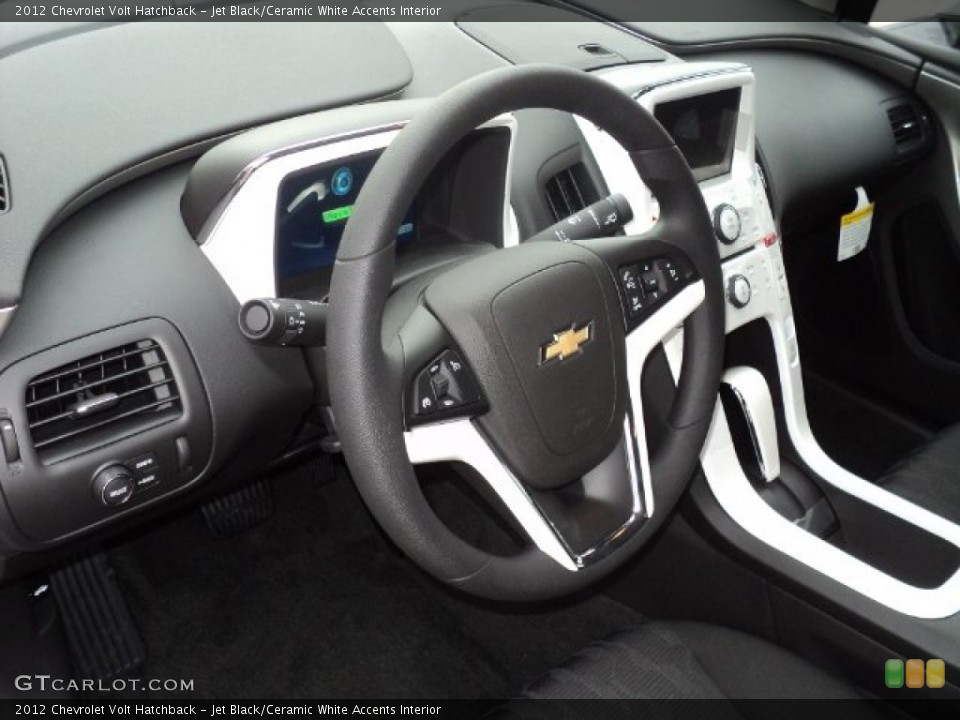 Jet Black/Ceramic White Accents Interior Steering Wheel for the 2012 Chevrolet Volt Hatchback #56694410
