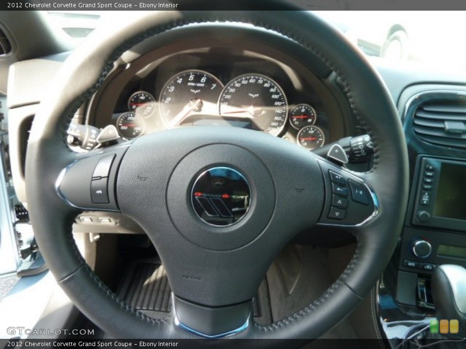Ebony Interior Steering Wheel for the 2012 Chevrolet Corvette Grand Sport Coupe #56708582