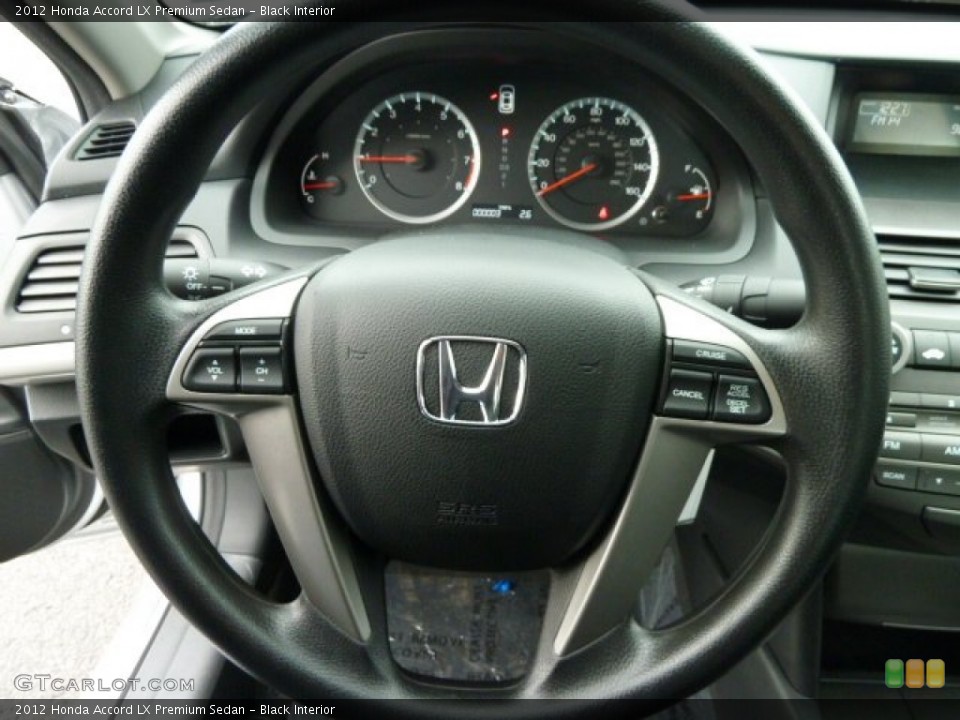 Black Interior Steering Wheel for the 2012 Honda Accord LX Premium Sedan #56726348