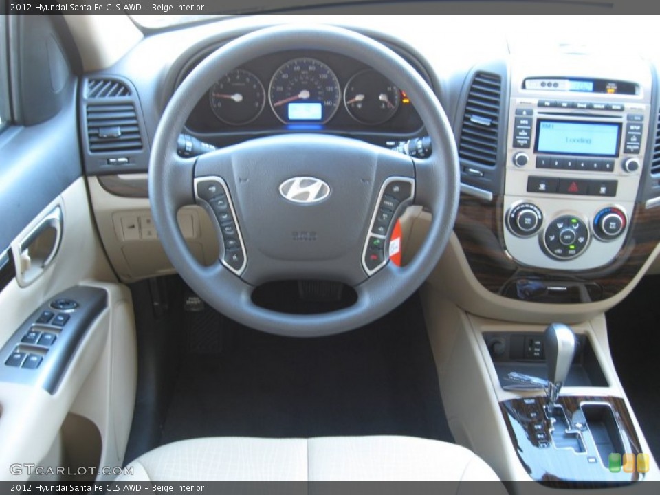 Beige Interior Dashboard for the 2012 Hyundai Santa Fe GLS AWD #56727680