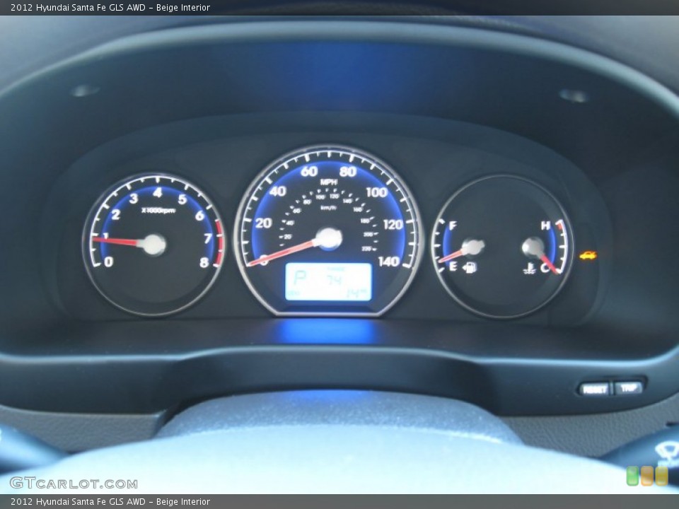 Beige Interior Gauges for the 2012 Hyundai Santa Fe GLS AWD #56727734
