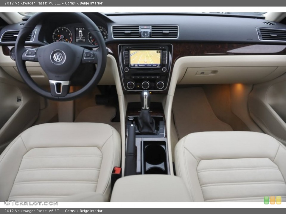 Cornsilk Beige Interior Dashboard for the 2012 Volkswagen Passat V6 SEL #56786230