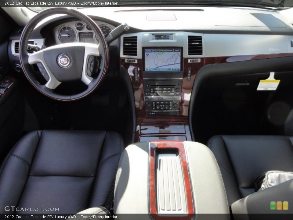Ebony/Ebony Interior Dashboard for the 2012 Cadillac Escalade ESV Luxury AWD #56788454