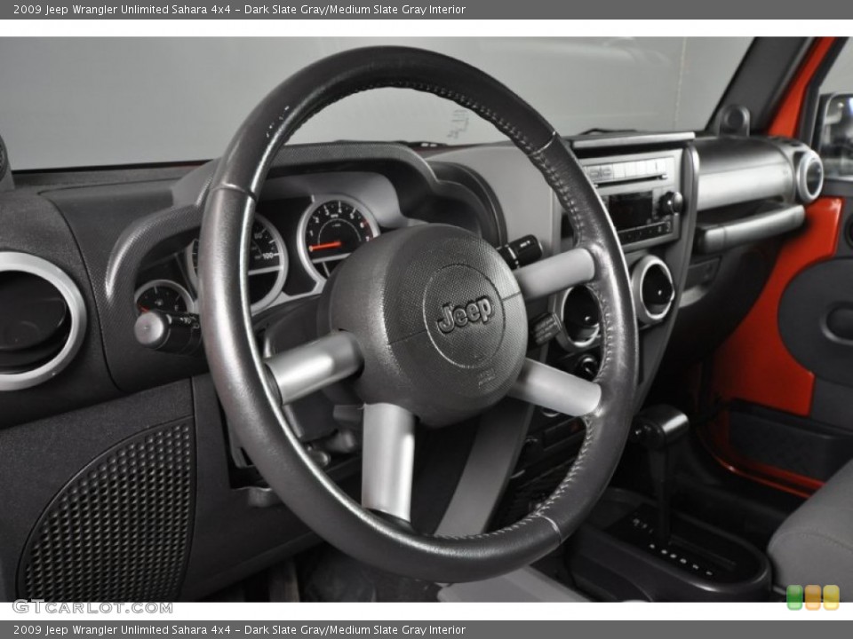 Dark Slate Gray/Medium Slate Gray Interior Steering Wheel for the 2009 Jeep Wrangler Unlimited Sahara 4x4 #56805726
