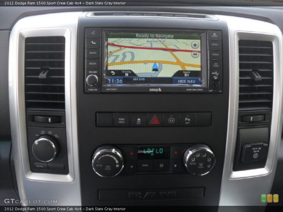 Dark Slate Gray Interior Controls for the 2012 Dodge Ram 1500 Sport Crew Cab 4x4 #56820907