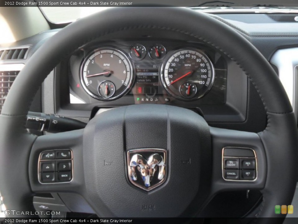 Dark Slate Gray Interior Steering Wheel for the 2012 Dodge Ram 1500 Sport Crew Cab 4x4 #56820913