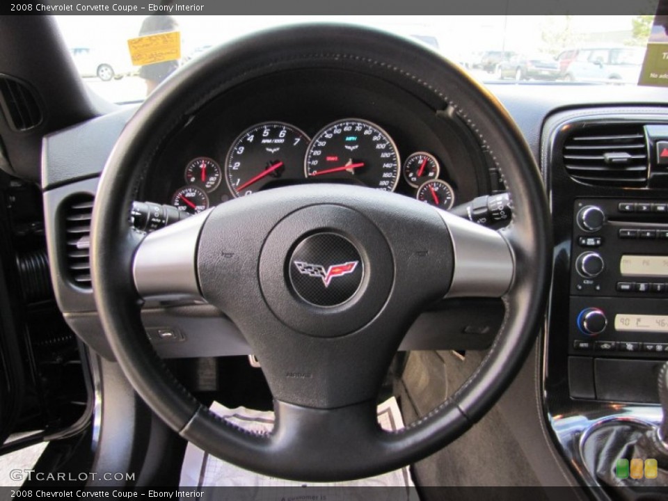 Ebony Interior Steering Wheel for the 2008 Chevrolet Corvette Coupe #56826259