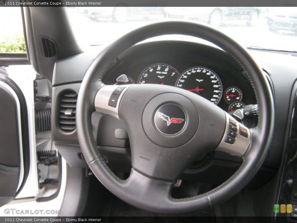 Ebony Black Interior Steering Wheel for the 2011 Chevrolet Corvette Coupe #56843762