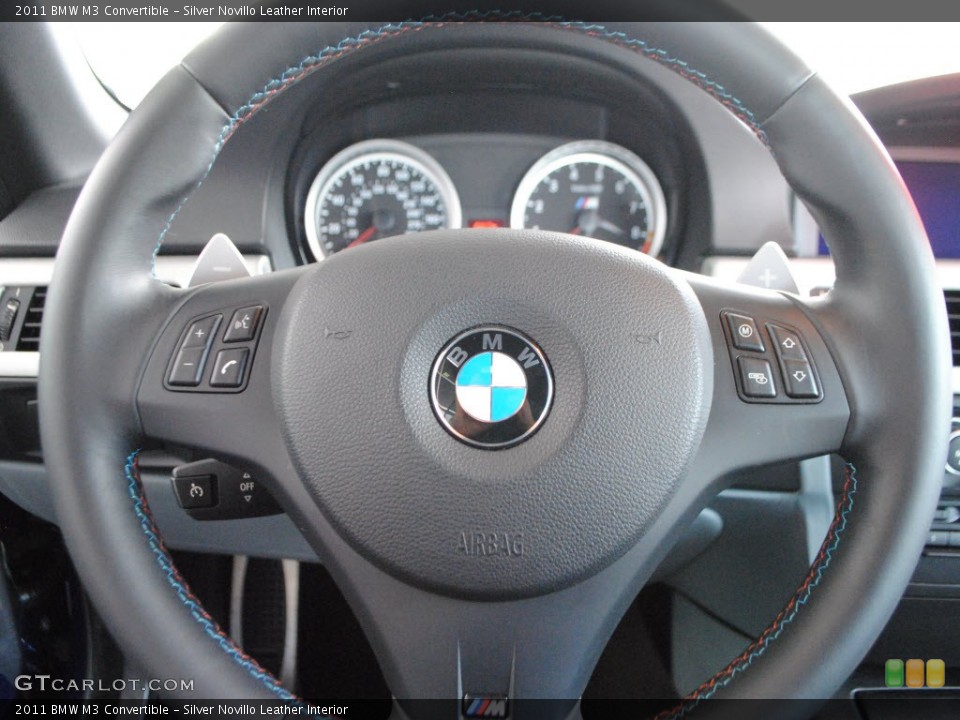 Silver Novillo Leather Interior Steering Wheel for the 2011 BMW M3 Convertible #56864959