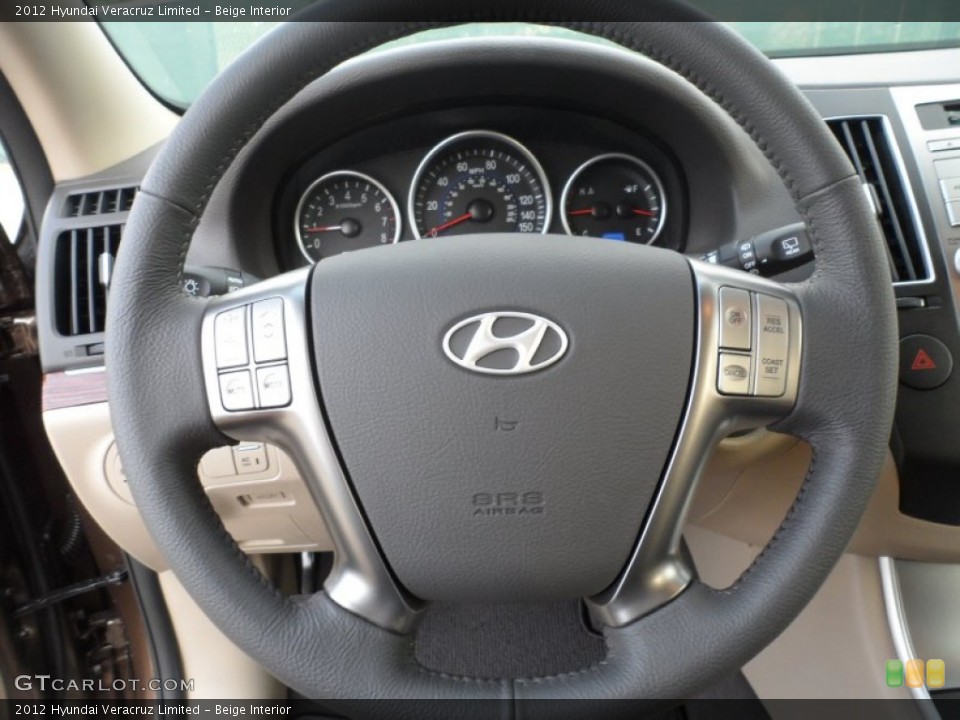 Beige Interior Steering Wheel for the 2012 Hyundai Veracruz Limited #56869412