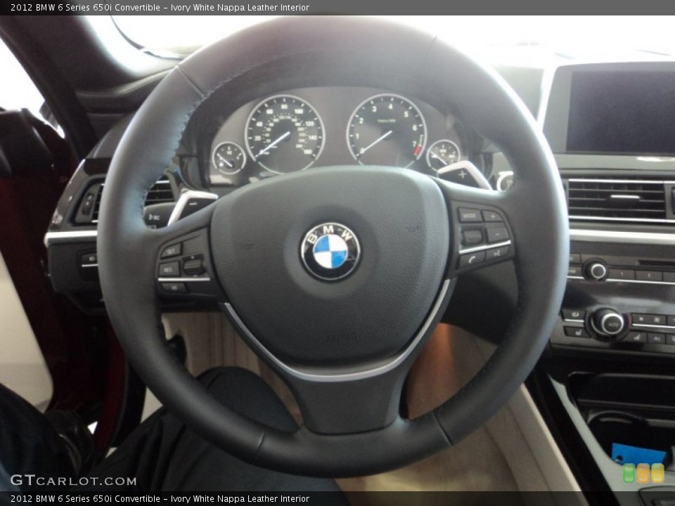 Ivory White Nappa Leather Interior Steering Wheel for the 2012 BMW 6 Series 650i Convertible #56905963