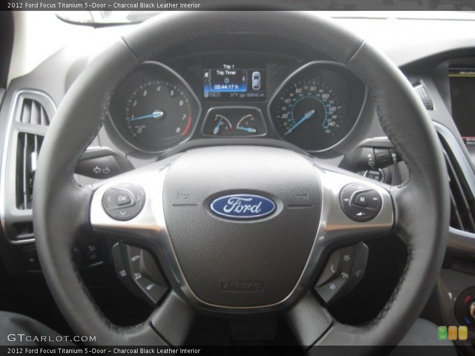 Charcoal Black Leather Interior Steering Wheel for the 2012 Ford Focus Titanium 5-Door #57014450