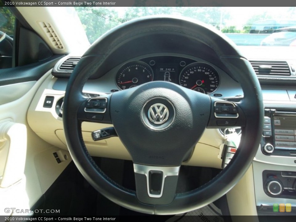 Cornsilk Beige Two Tone Interior Steering Wheel for the 2010 Volkswagen CC Sport #57062348