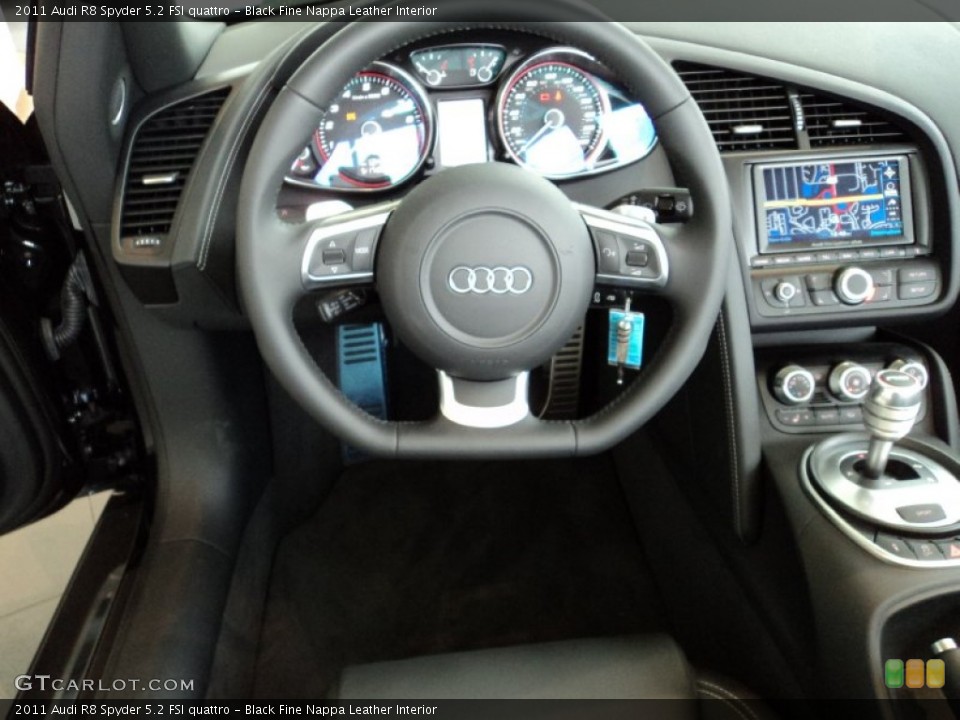 Black Fine Nappa Leather Interior Steering Wheel for the 2011 Audi R8 Spyder 5.2 FSI quattro #57074099