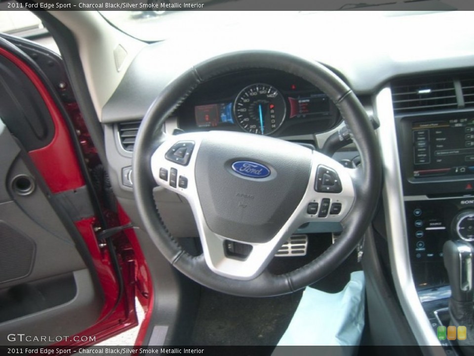 Charcoal Black/Silver Smoke Metallic Interior Steering Wheel for the 2011 Ford Edge Sport #57088669