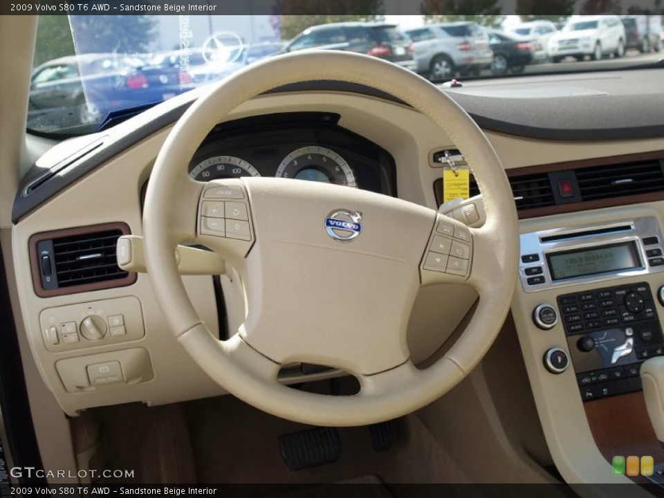 Sandstone Beige Interior Steering Wheel for the 2009 Volvo S80 T6 AWD #57106159
