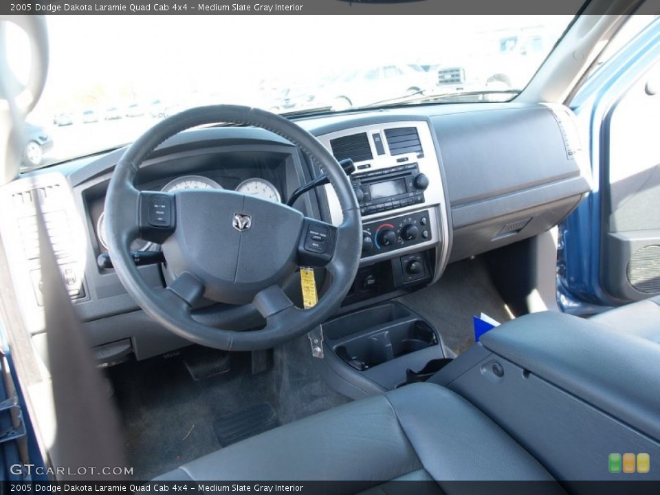 Medium Slate Gray Interior Dashboard for the 2005 Dodge Dakota Laramie Quad Cab 4x4 #57110888