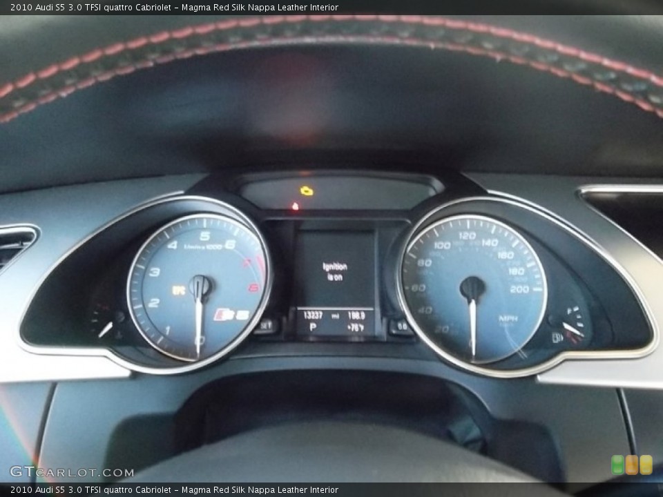 Magma Red Silk Nappa Leather Interior Gauges for the 2010 Audi S5 3.0 TFSI quattro Cabriolet #57111475