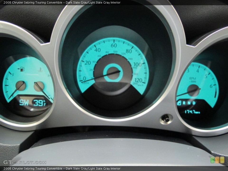 Dark Slate Gray/Light Slate Gray Interior Gauges for the 2008 Chrysler Sebring Touring Convertible #57114718