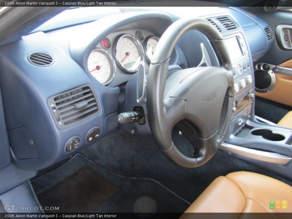 Caspian Blue/Light Tan Interior Steering Wheel for the 2006 Aston Martin Vanquish S #57185358