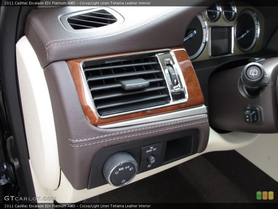 Cocoa/Light Linen Tehama Leather Interior Controls for the 2011 Cadillac Escalade ESV Platinum AWD #57197738