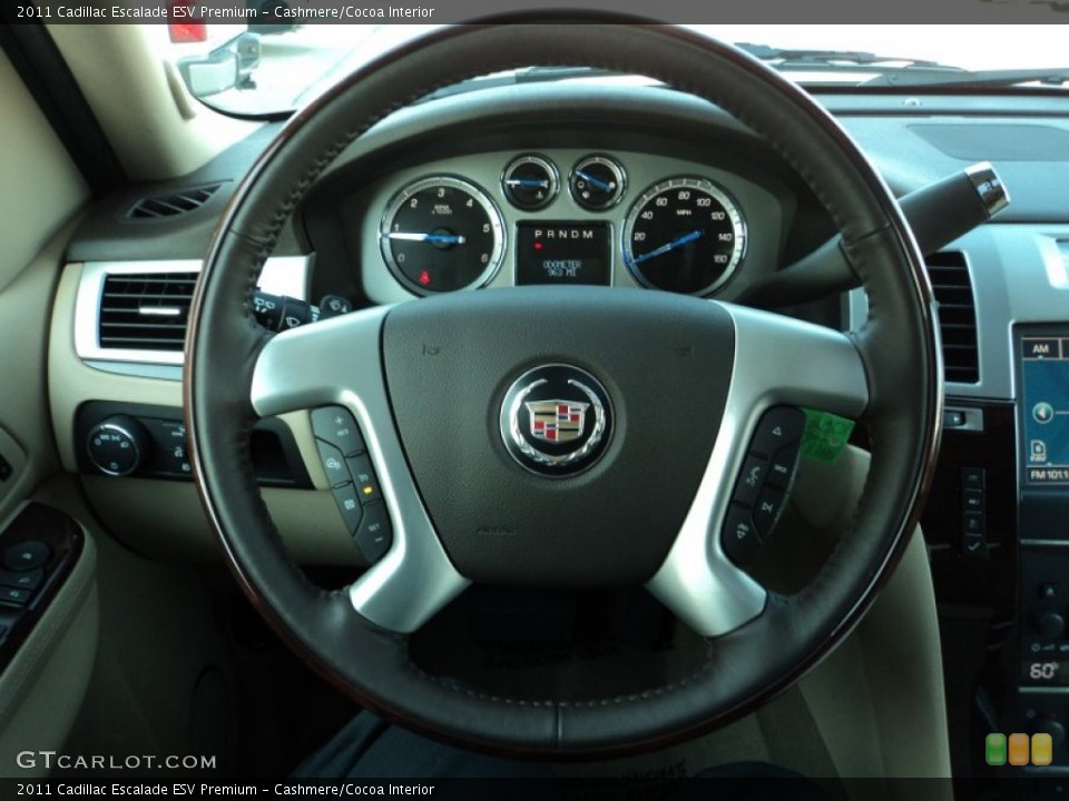 Cashmere/Cocoa Interior Steering Wheel for the 2011 Cadillac Escalade ESV Premium #57254696