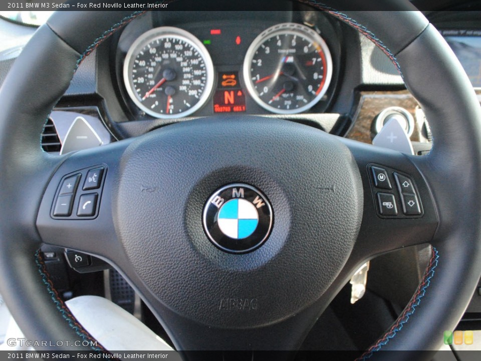 Fox Red Novillo Leather Interior Steering Wheel for the 2011 BMW M3 Sedan #57262742