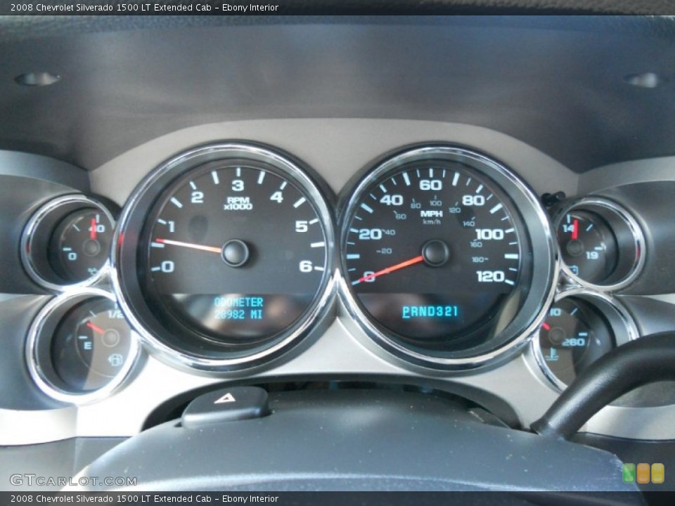 Ebony Interior Gauges for the 2008 Chevrolet Silverado 1500 LT Extended Cab #57293019
