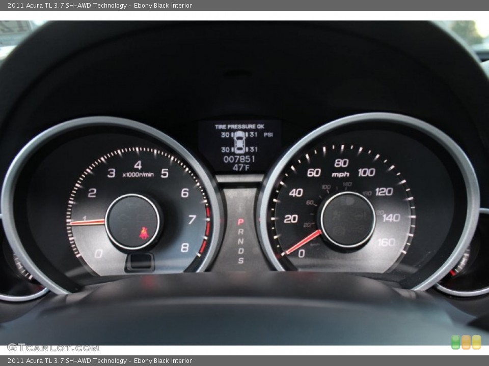 Ebony Black Interior Gauges for the 2011 Acura TL 3.7 SH-AWD Technology #57343198