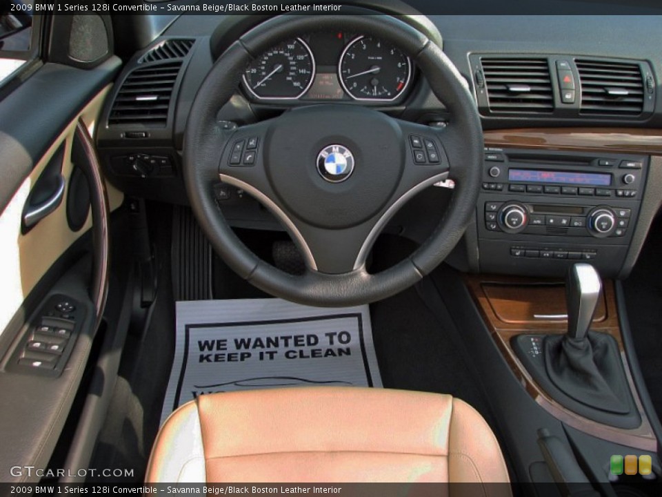Savanna Beige/Black Boston Leather Interior Dashboard for the 2009 BMW 1 Series 128i Convertible #57344005