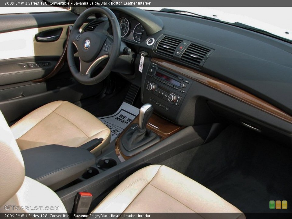 Savanna Beige/Black Boston Leather Interior Dashboard for the 2009 BMW 1 Series 128i Convertible #57344044