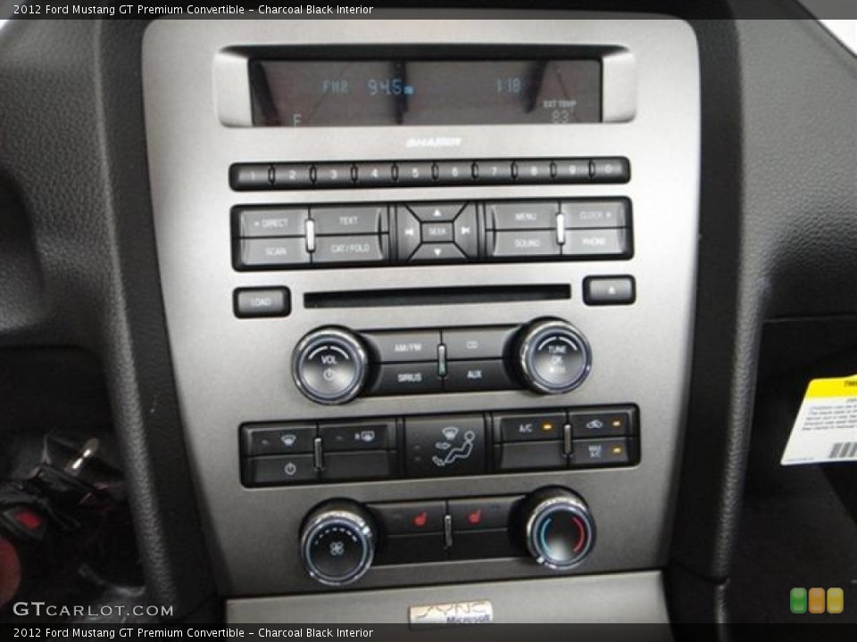 Charcoal Black Interior Controls for the 2012 Ford Mustang GT Premium Convertible #57365141