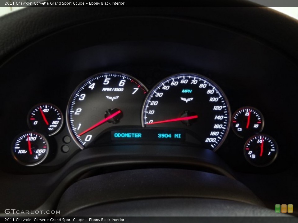 Ebony Black Interior Gauges for the 2011 Chevrolet Corvette Grand Sport Coupe #57375248