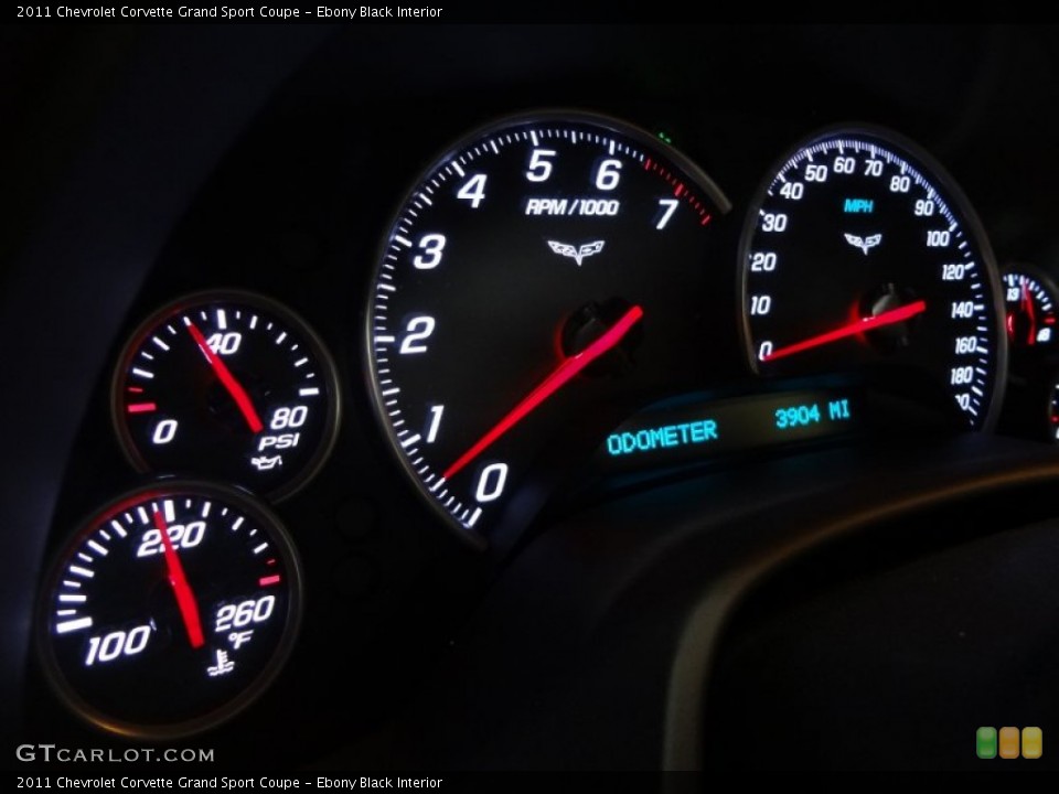 Ebony Black Interior Gauges for the 2011 Chevrolet Corvette Grand Sport Coupe #57375254