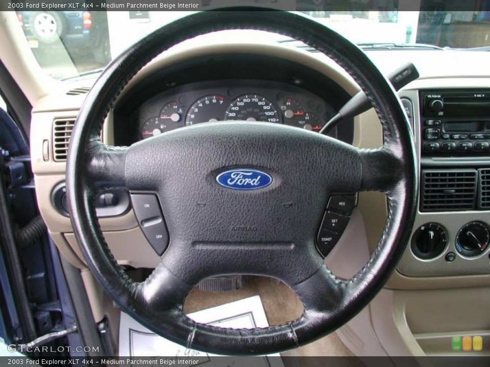 Medium Parchment Beige Interior Steering Wheel for the 2003 Ford Explorer XLT 4x4 #57379118