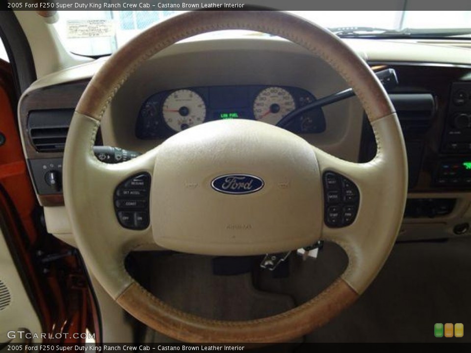 Castano Brown Leather Interior Steering Wheel for the 2005 Ford F250 Super Duty King Ranch Crew Cab #57393017