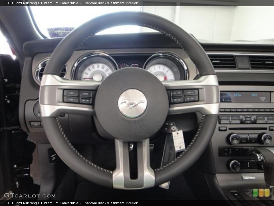 Charcoal Black/Cashmere Interior Steering Wheel for the 2011 Ford Mustang GT Premium Convertible #57416336
