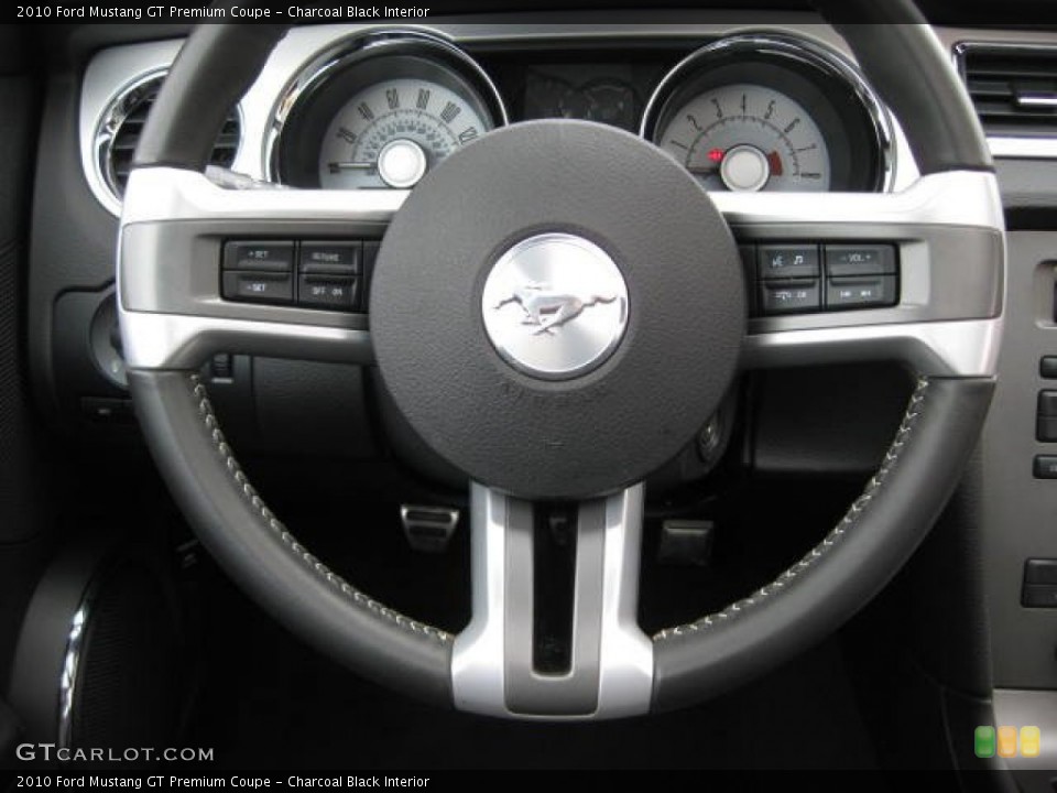 Charcoal Black Interior Steering Wheel for the 2010 Ford Mustang GT Premium Coupe #57456133