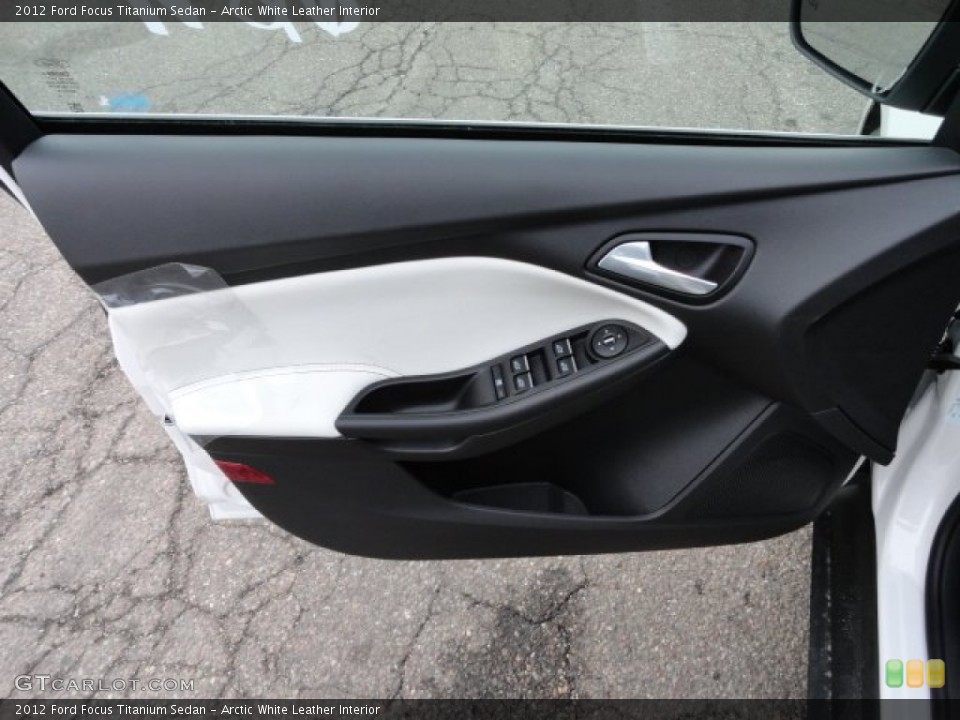 Arctic White Leather Interior Door Panel for the 2012 Ford Focus Titanium Sedan #57500895