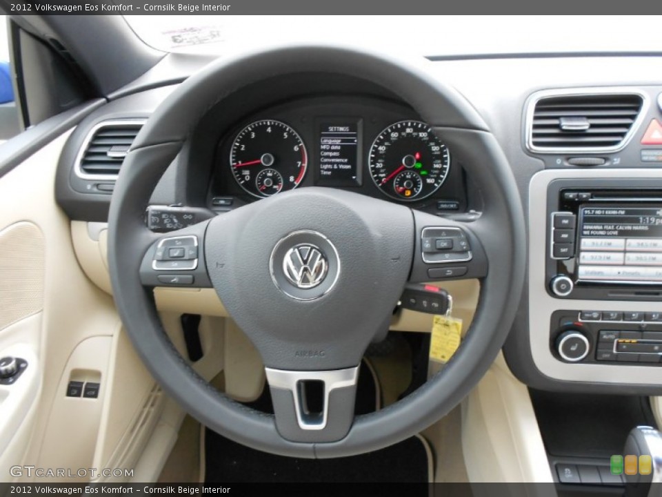Cornsilk Beige Interior Steering Wheel for the 2012 Volkswagen Eos Komfort #57503239