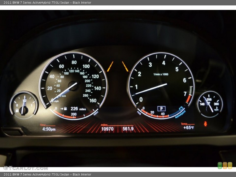 Black Interior Gauges for the 2011 BMW 7 Series ActiveHybrid 750Li Sedan #57504112